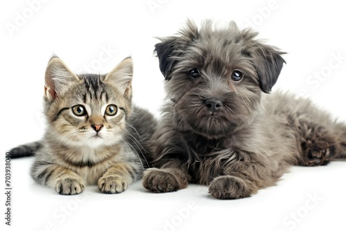 little dog and cat isolated on white  © Straxer