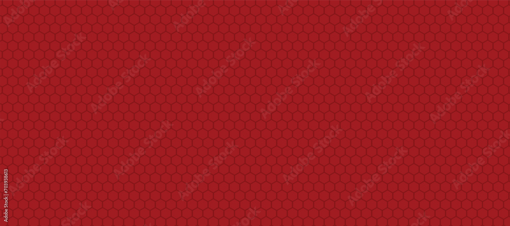 Abstract red vector banner with hexagon grid. Seamless pattern background - obrazy, fototapety, plakaty 