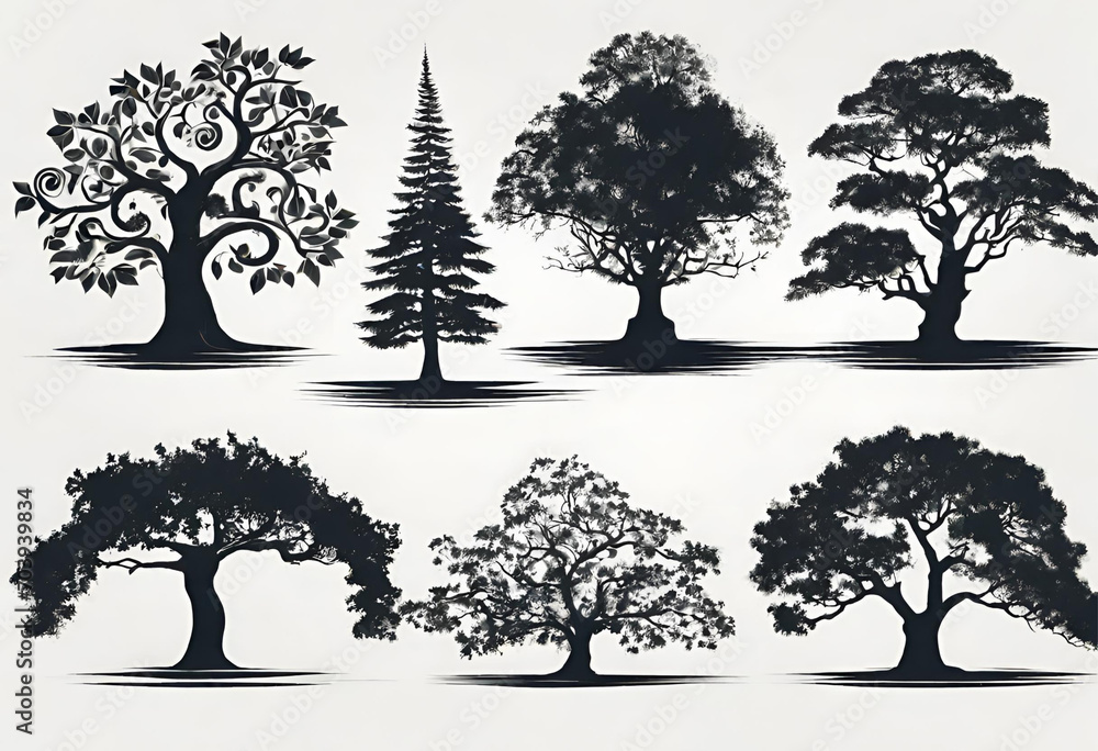 Fototapeta premium Tree nature silhouette branch plant leaf forest vector trees
