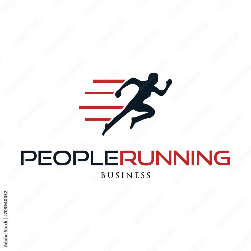 People Running Icon Logo Design Template