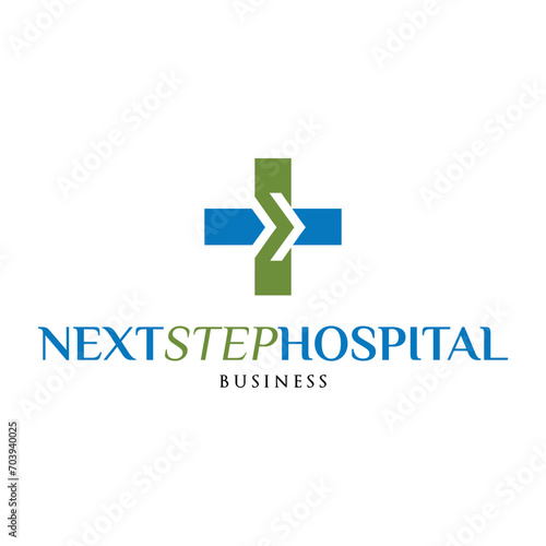Next Step Hospital Icon Logo Design Template