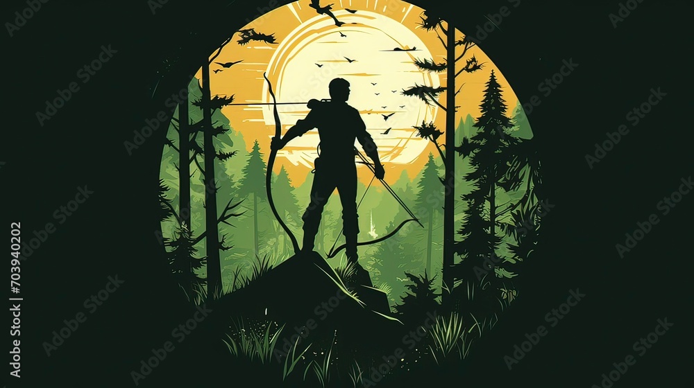 Illustration of Archery Challenge, AI-Generated Vector for T-shirt Design. Illustration of Archery Challenge, AI-Generated Vector for T-shirt Design.