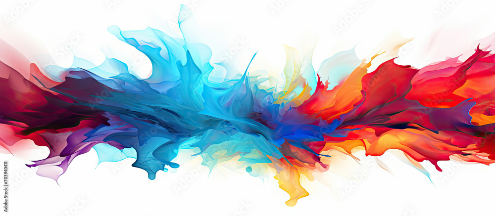 some very colorful paint strokes on a white background by a white wall