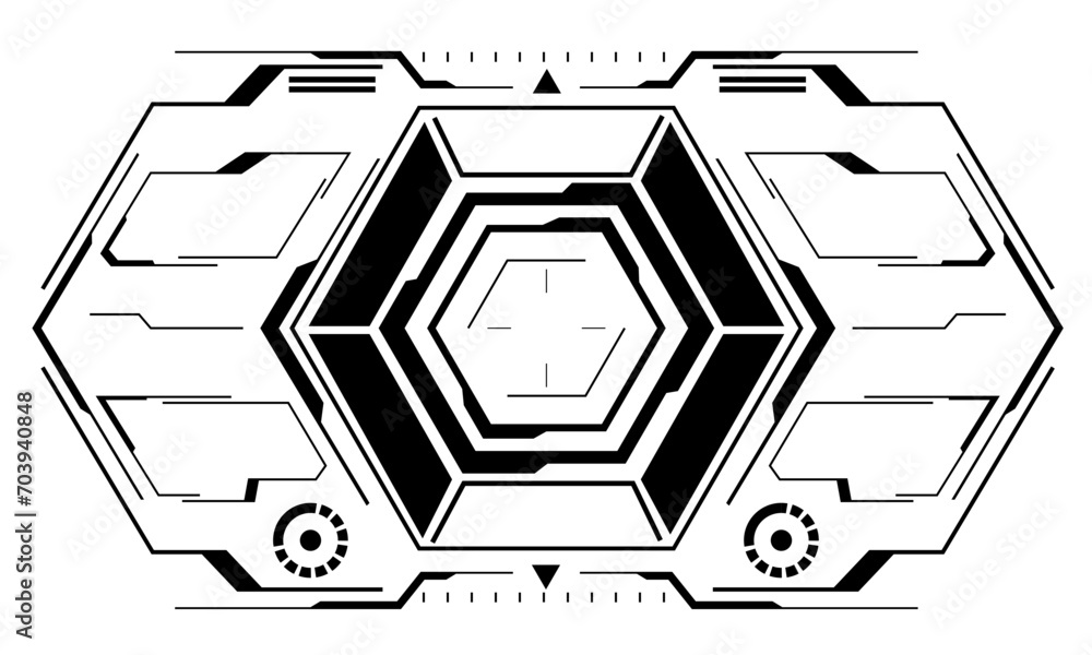 Obraz premium HUD sci-fi circle interface screen view grey geometric design virtual reality futuristic technology creative display on white vector