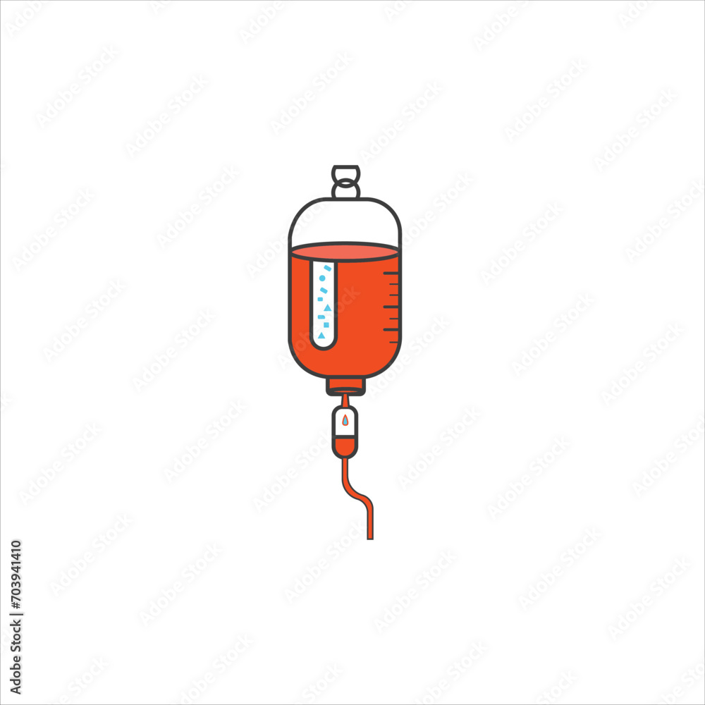 Iv bag with blood vector isolated on a white background Iv bag with blood vector isolated on a white background