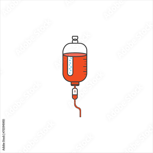 Iv bag with blood vector isolated on a white background