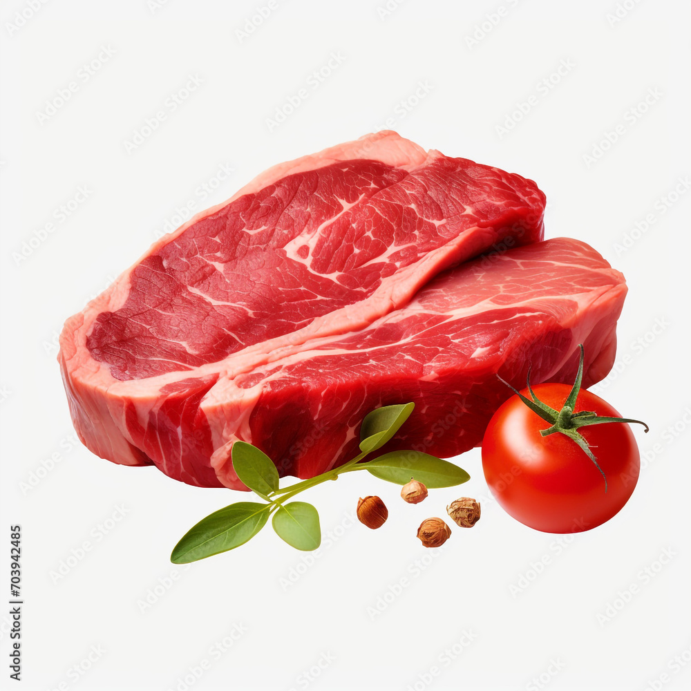 a piece of meat with a slice of tomato ontransparent background created with Generative Ai