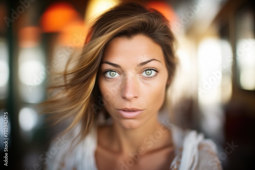portrait with blurred motion, eyes in focus