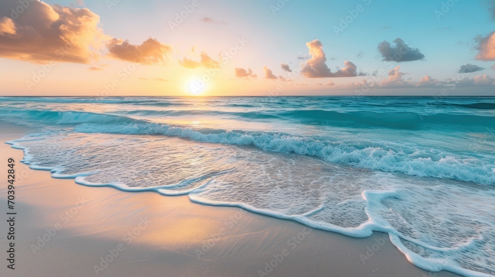 Sunrise over beach - obrazy, fototapety, plakaty 