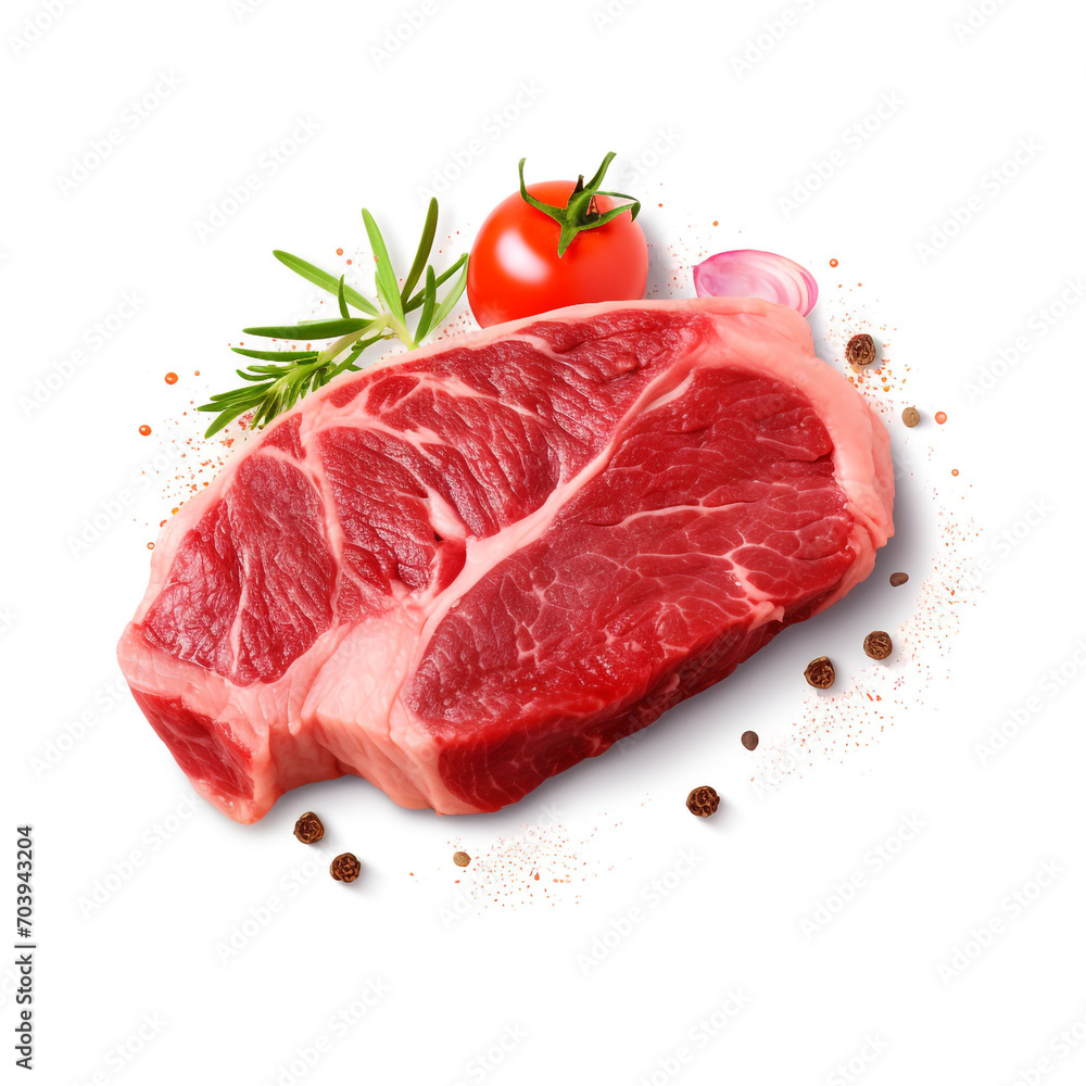 a piece of meat with a slice of tomato ontransparent background created with Generative Ai