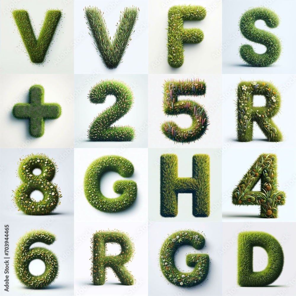 Grass style typography. AI generated illustration Grass style typography. AI generated illustration