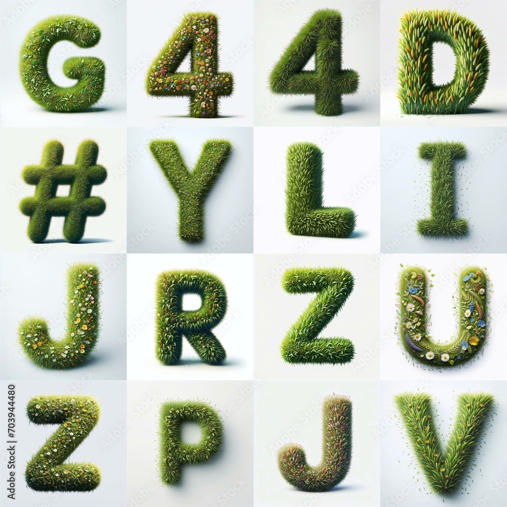 Grass style typography. AI generated illustration Grass style typography. AI generated illustration