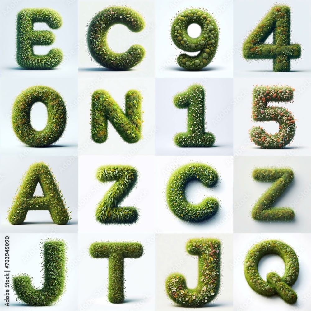 Grass style typography. AI generated illustration Grass style typography. AI generated illustration
