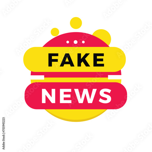 Fake news banner template, red label design modern style. Vector template on white background