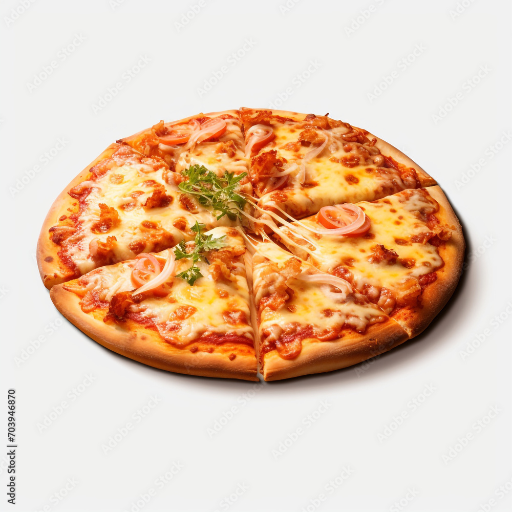 a pizza with cheese and tomato sauce on transparent background created with Generative Ai