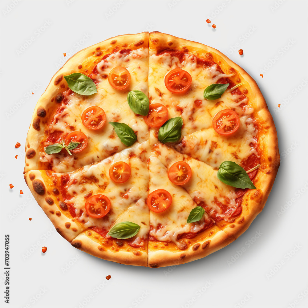 a pizza with cheese and tomato sauce on transparent background created with Generative Ai