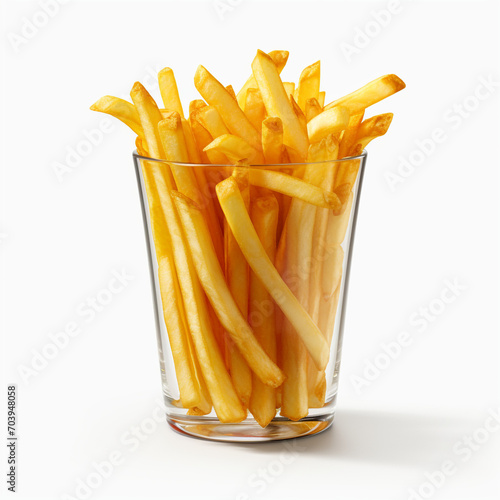 a glass of french fries with transparent background created with Generative Ai