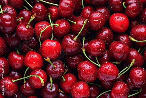 Fresh assorted cherry background from top view, natural fruit with high vitamin and nutrition, Healthy diet food concept.