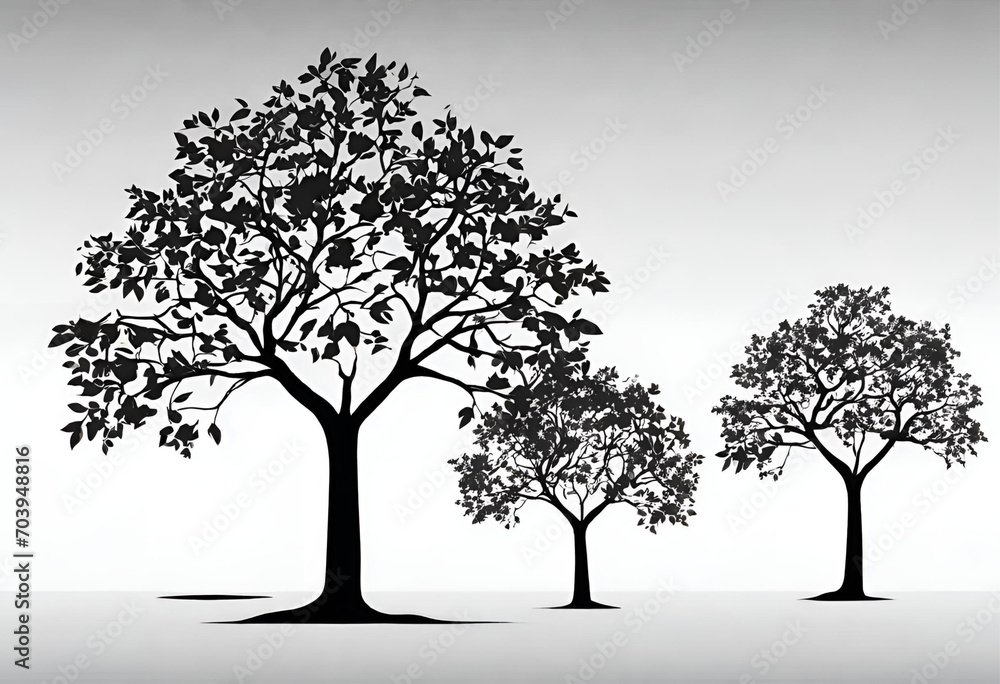 Obraz premium Tree nature branch vector silhouette leaf autumn spring illustration winter season