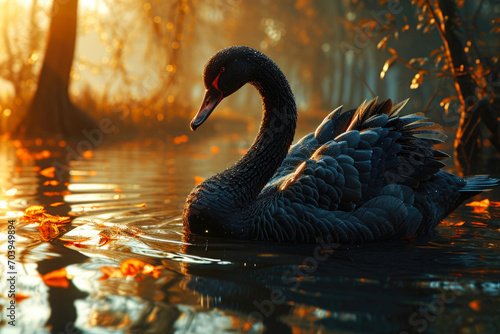 Elegance in Obsidian: Lake's Black Swan