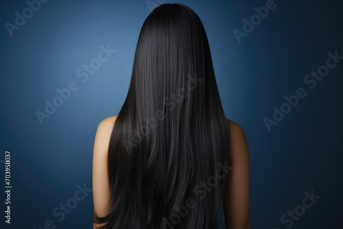 Elegant Korean Straightened Hair in Blue Setting