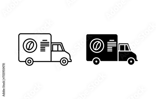 Coffee truck icon set. vector illustration