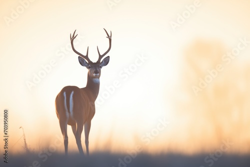 silhouette of springbok against sunrise photo