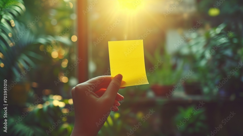 yellow notice note card hand at work, yellow notice note card hand at work,
