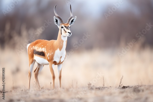 springbok with distinctive markings standing out photo