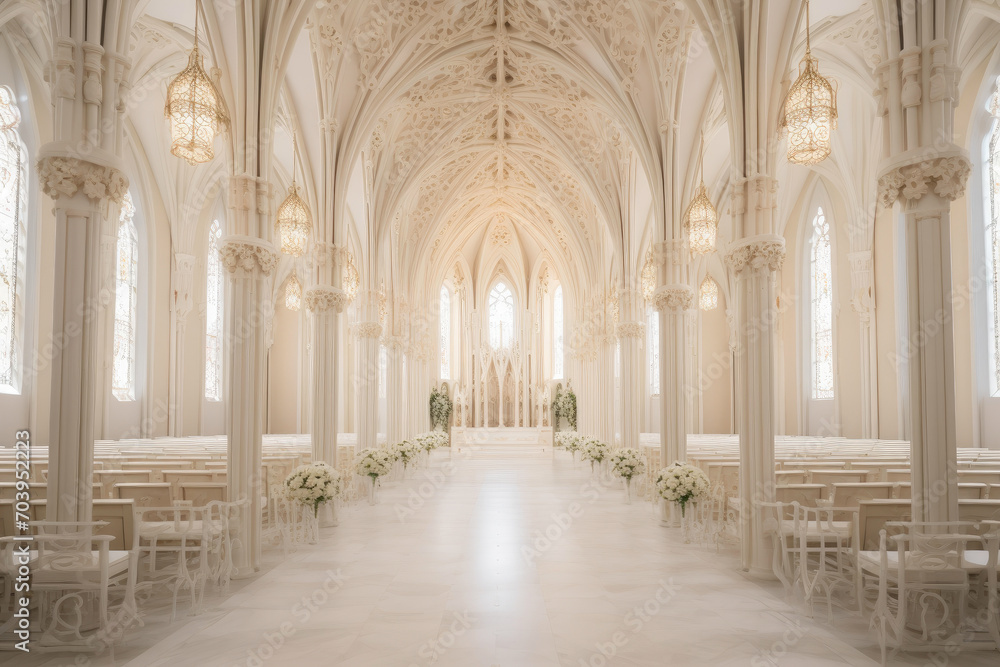 Elegant Gothic Chapel: Unadorned Luxury Ballroom Set for Wedding