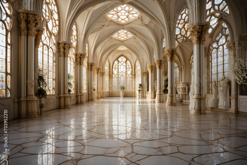 Gothic White Chapel Transformed: Opulent Wedding Ballroom