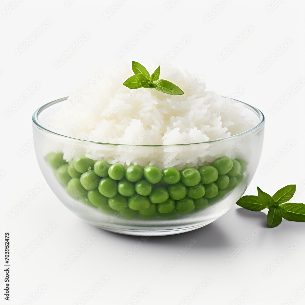 fresh boiled rice in bowl with peas transparent background created with Generative Ai fresh boiled rice in bowl with peas transparent background created with Generative Ai