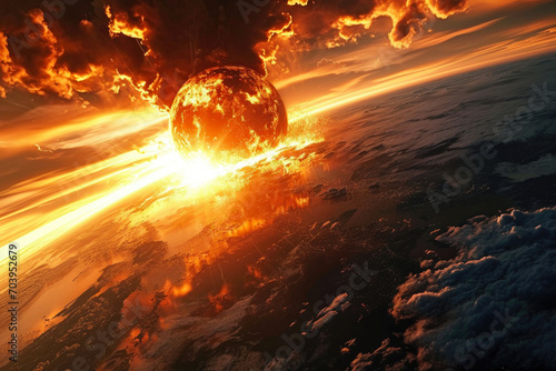 Apocalyptic Earth: Nuclear Explosion Devastation © AIproduction