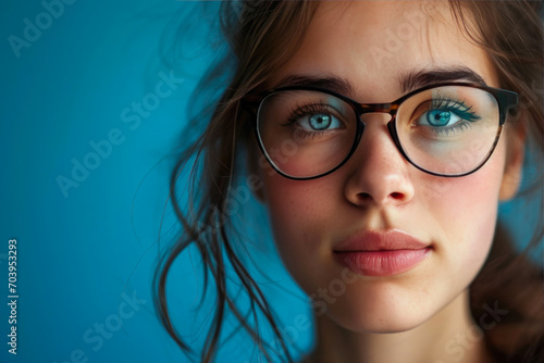 Slight Smile: Young Woman Showcasing New Vision Glasses