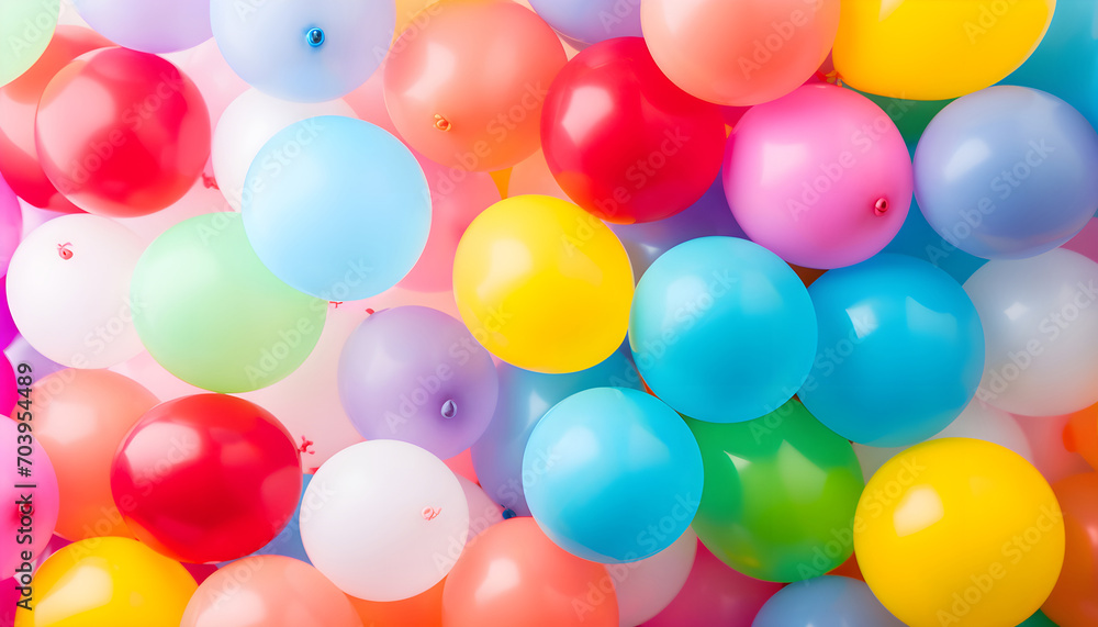 many colorful vivid balloons like holiday birthday background