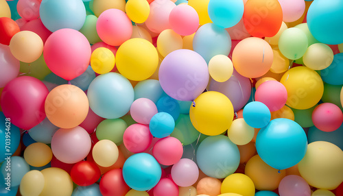 many colorful vivid balloons like holiday birthday background © Oleksiy