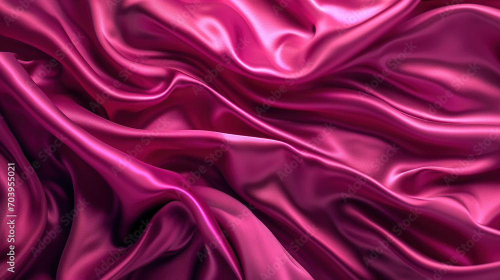 Fototapeta premium Abstract background with waves of smooth magenta pink color silk