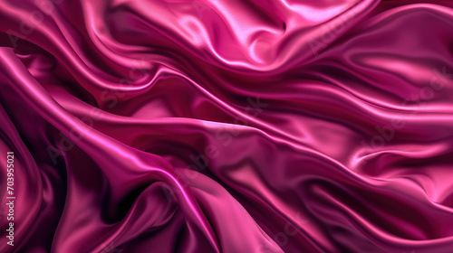 Abstract background with waves of smooth  magenta pink color silk
