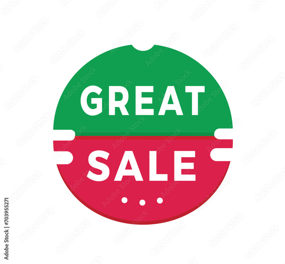Great sale banner, Sticker design modern style. Vector template on white background. Great sale banner, Sticker design modern style. Vector template on white background.