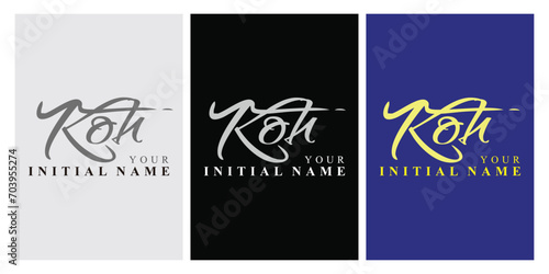 koh k o h initial handwriting koh initial handwriting signature logo template vector hand lettering