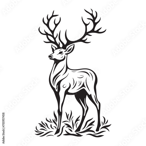 Deer in silhouette. Vector illustration.
