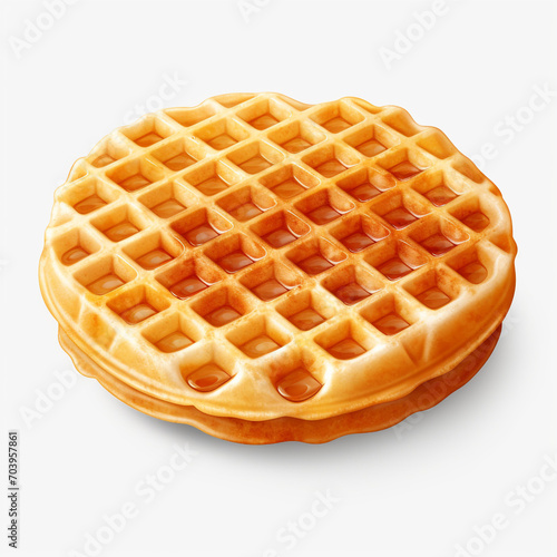 fresh round tasty waffles isolated on transparent background created with Generative Ai