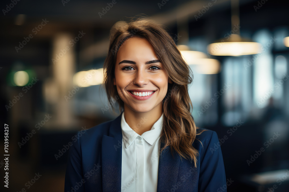The essence of a successful career with this portrait of a beautiful young businesswoman, exuding confidence and elegance in a modern office. The essence of a successful career with this portrait of a beautiful young businesswoman, exuding confidence and elegance in a modern office.