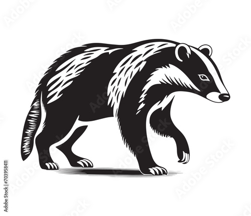 Badger in silhouette . Vector illustration.