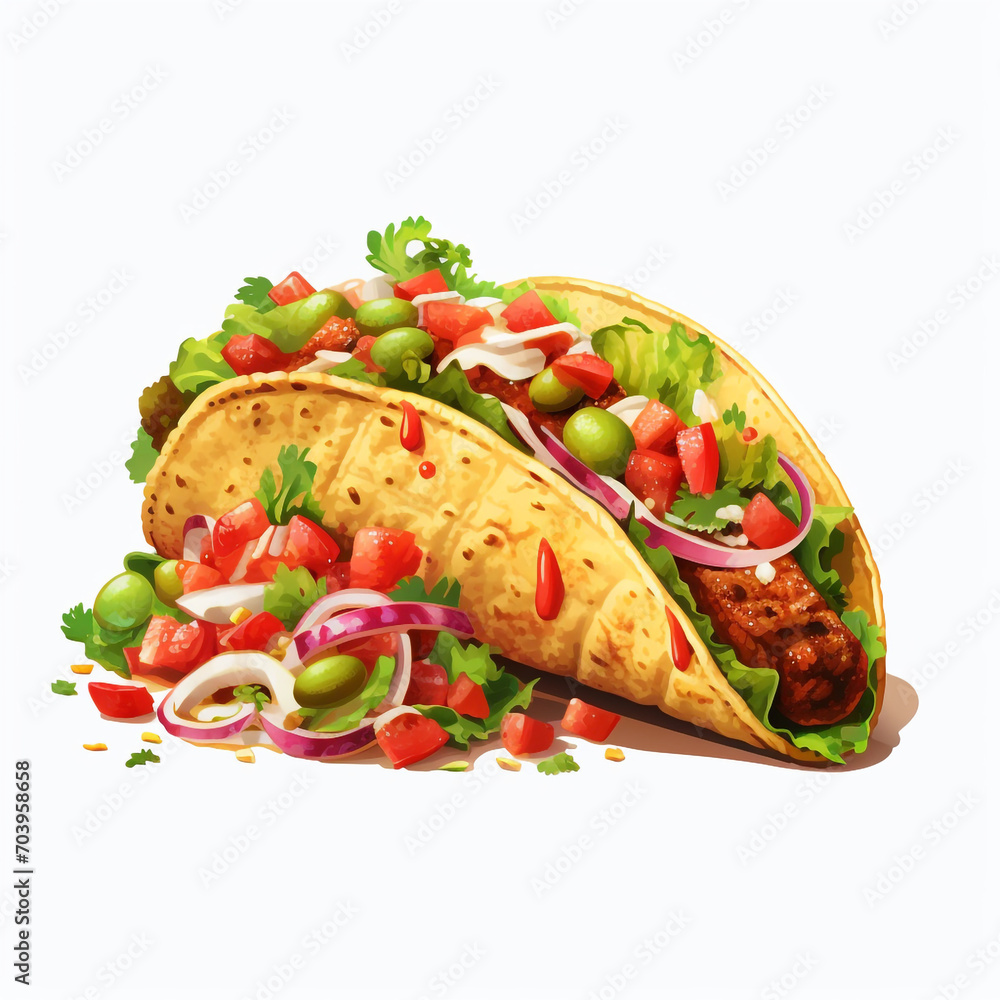 a taco that has a vegetables and meat on transparent background created with Generative Ai a taco that has a vegetables and meat on transparent background created with Generative Ai