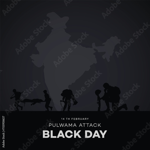 Black day, of India 14 February, pulwama attack, Poster, on Indian army. vector illustration, graphic art, post, design, CRPF Jawans. India, new,