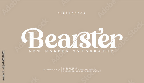 Elegant wedding alphabet letters logo font and number. Typography Luxury classic lettering serif fonts decorative vintage retro concept. vector illustration photo