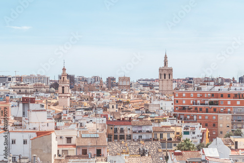 Aerial panoramic view of Valencia (Spain). Copy space