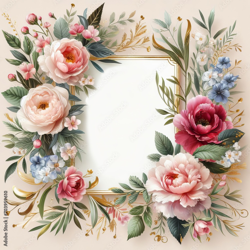 custom made wallpaper toronto digitalWedding colorful invitation card flower background design, Generative Ai