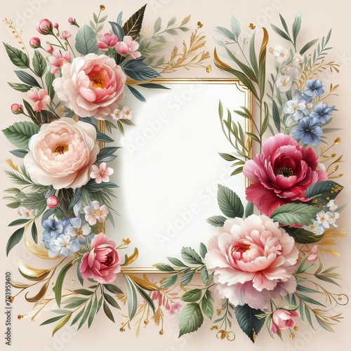 Wallpaper Mural Wedding colorful invitation card flower background design, Generative Ai Torontodigital.ca